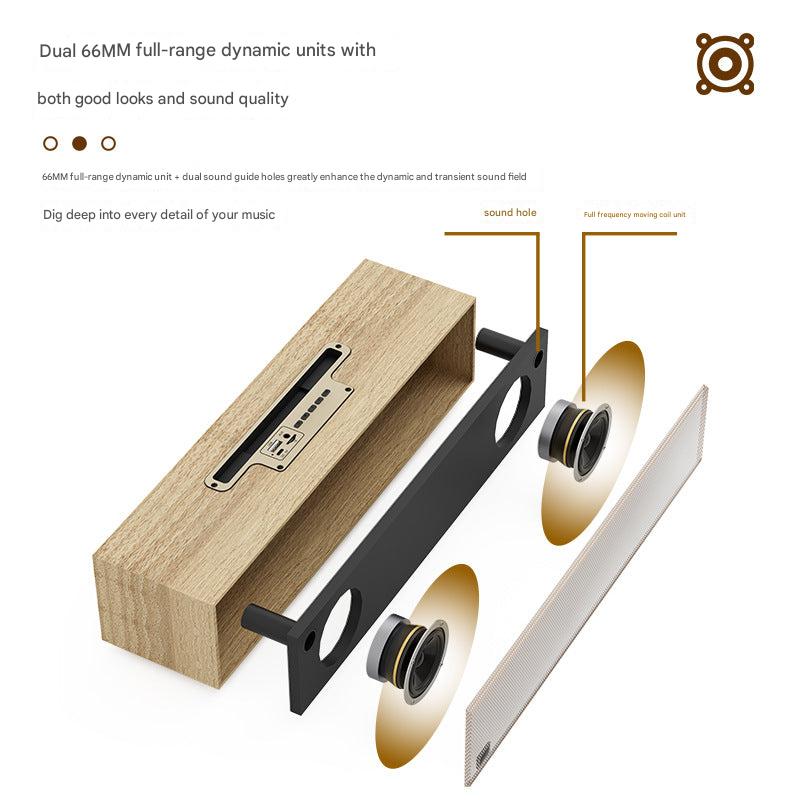Back view of the vintage wooden Bluetooth speaker