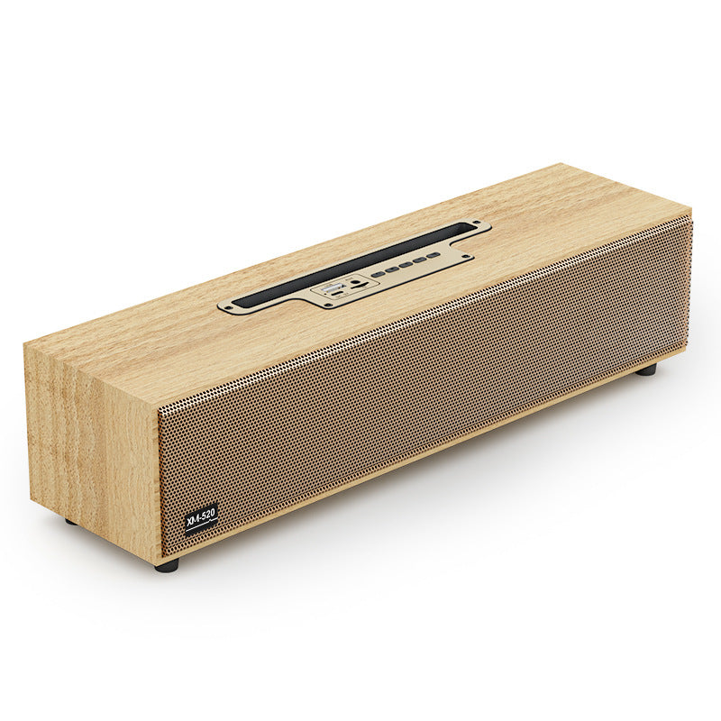 Side view of the vintage wooden Bluetooth speaker