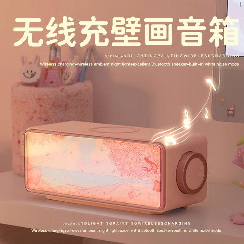 Wireless charging Bluetooth speaker at a party