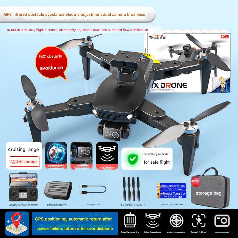 Drone with LED lights flying at night
