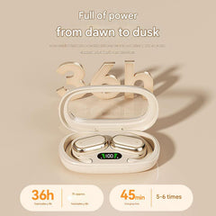 Bluetooth earbuds showing battery life display