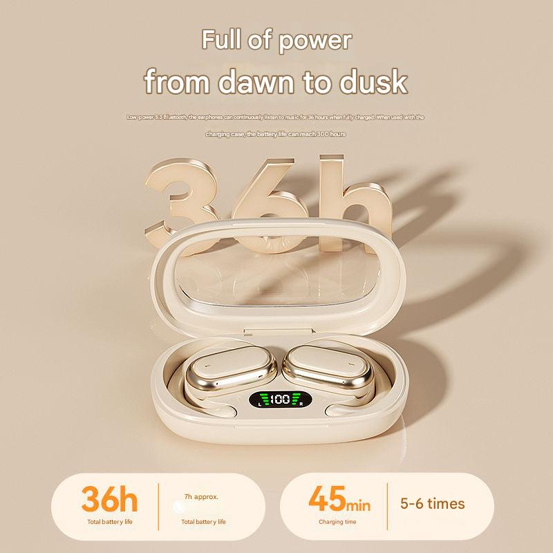 Bluetooth earbuds showing battery life display