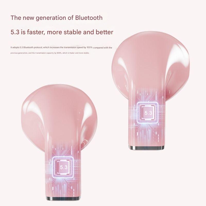 close-up of heart-shaped earbuds with charging case image 2