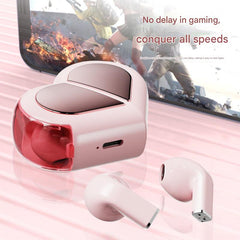 couples using heart-shaped wireless earbuds image 3