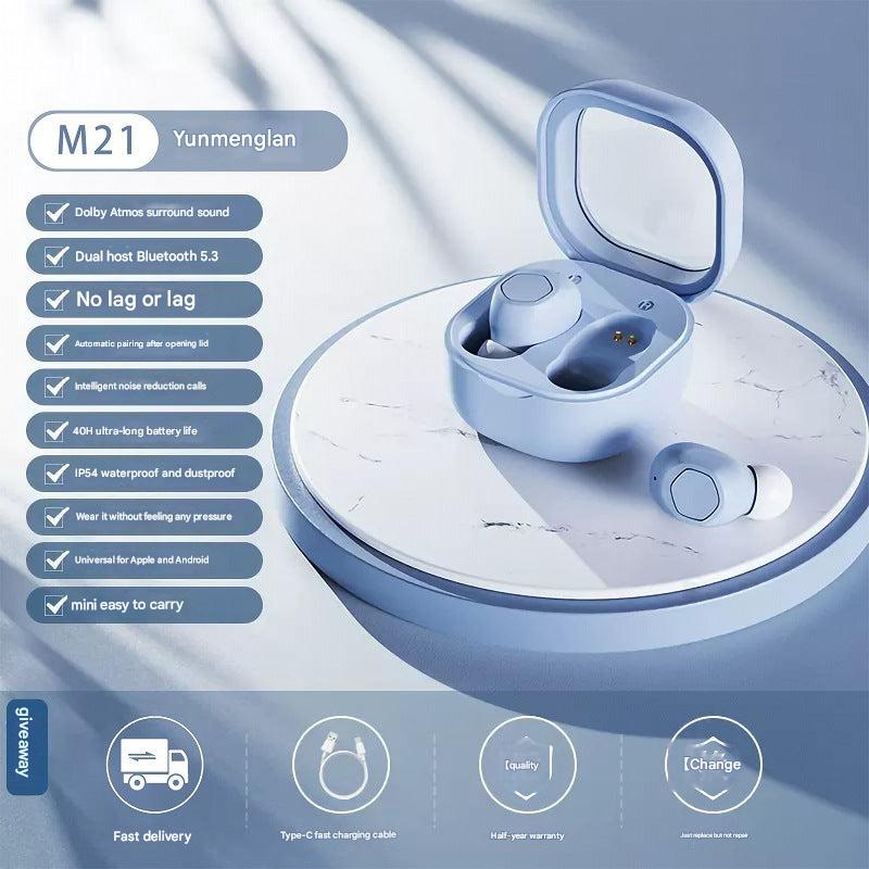 M21 earbuds with charging cable