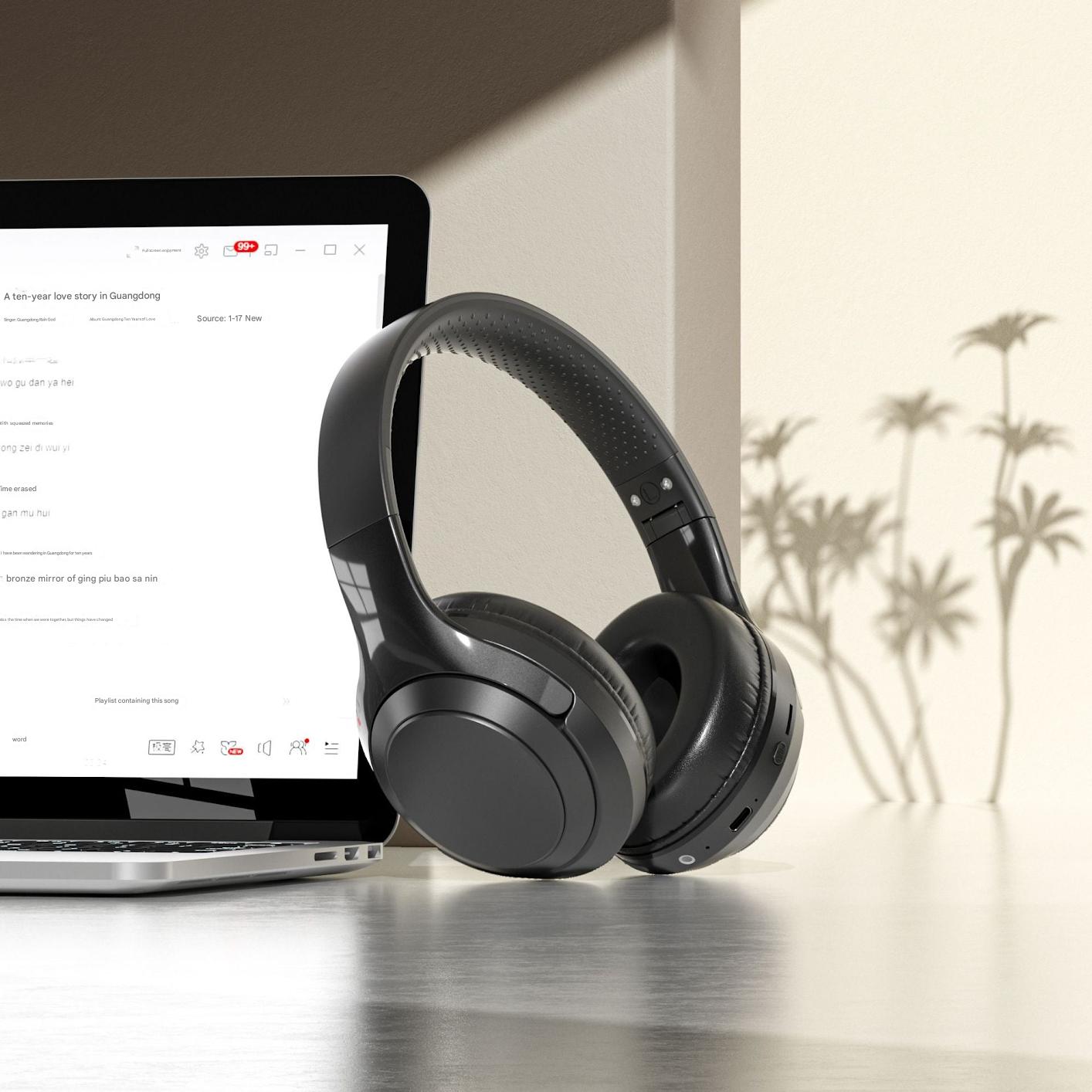high-performance wireless Bluetooth headphones close-up