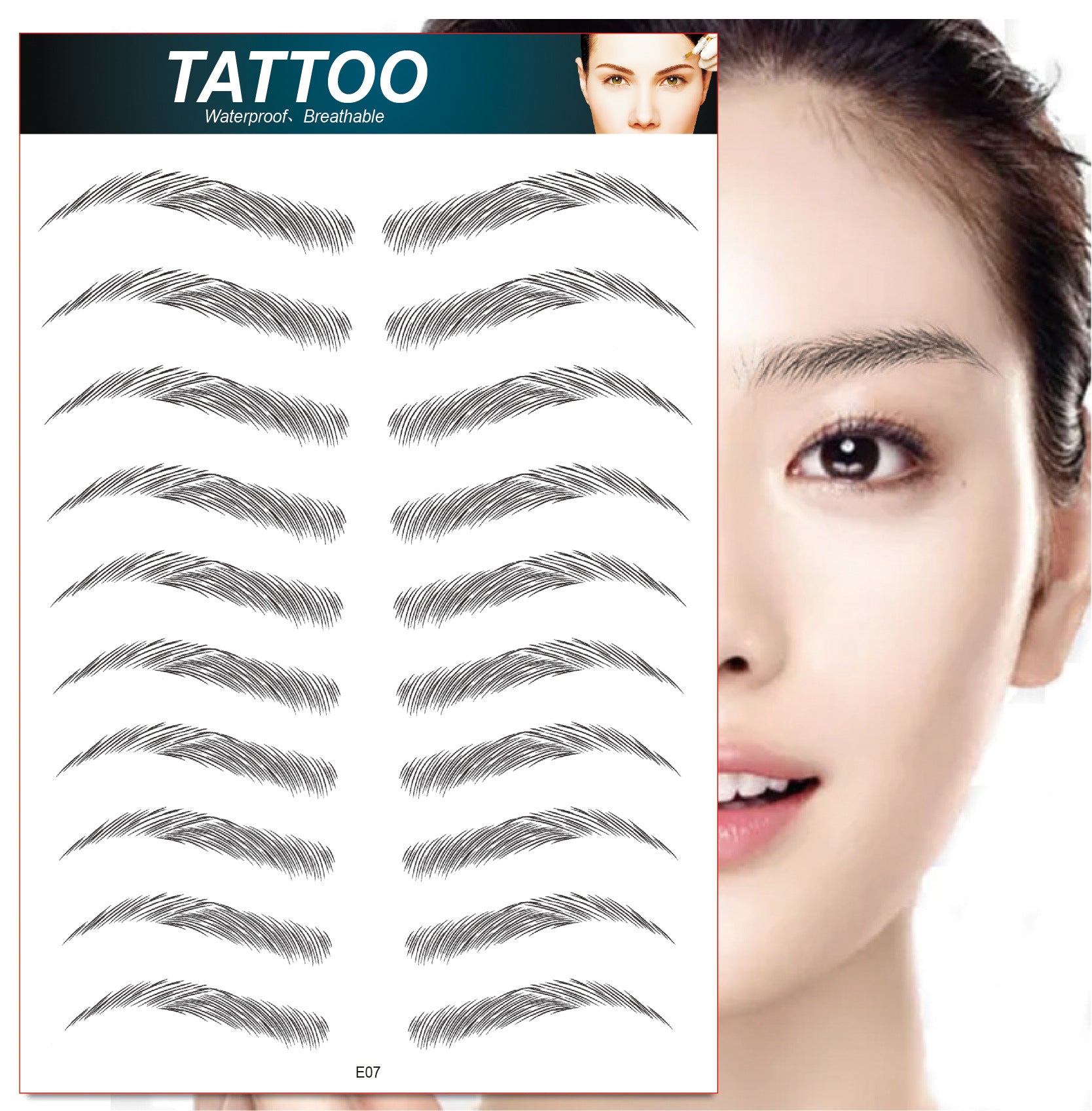 Complete set of eyebrow tattoo stickers
