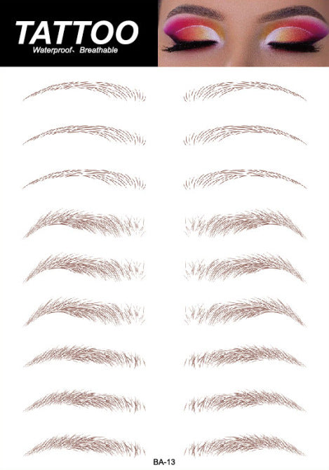 Various eyebrow styles with tattoos