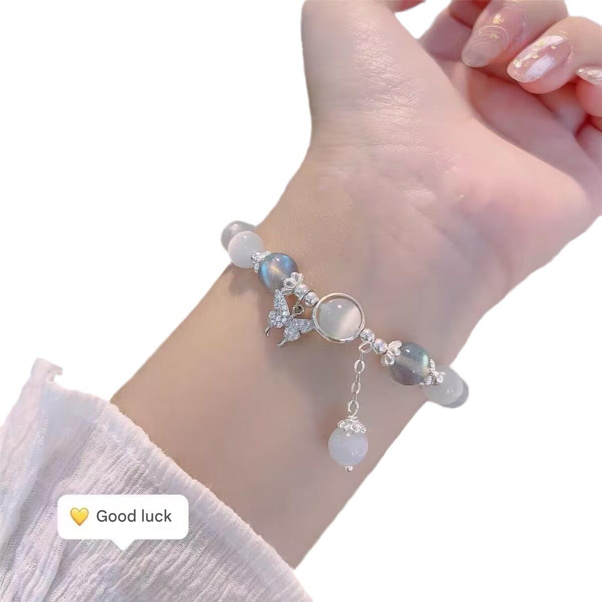 High-quality glass butterfly bracelet with detailed pattern