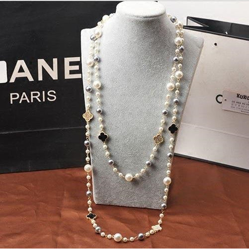 Layered Pearl Necklace close-up