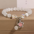 Charming beaded bracelet on a neutral background