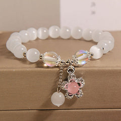 Charming beaded bracelet on a neutral background