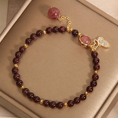 Stylish garnet bracelet worn by a model