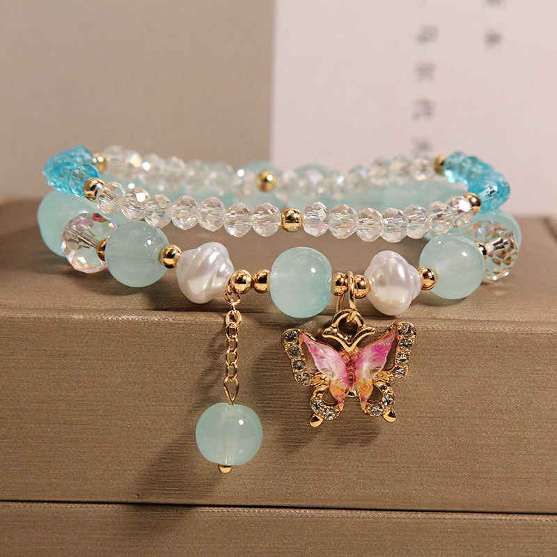 Cute Korean Style Crystal Butterfly Bracelet Image 1