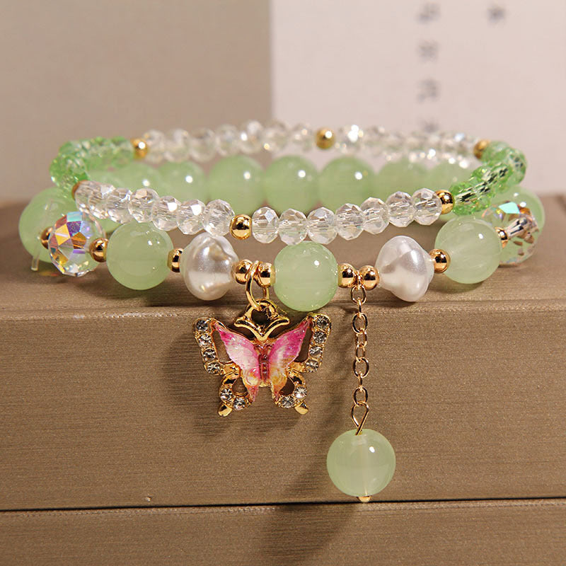 Cute Korean Style Crystal Butterfly Bracelet Image 5