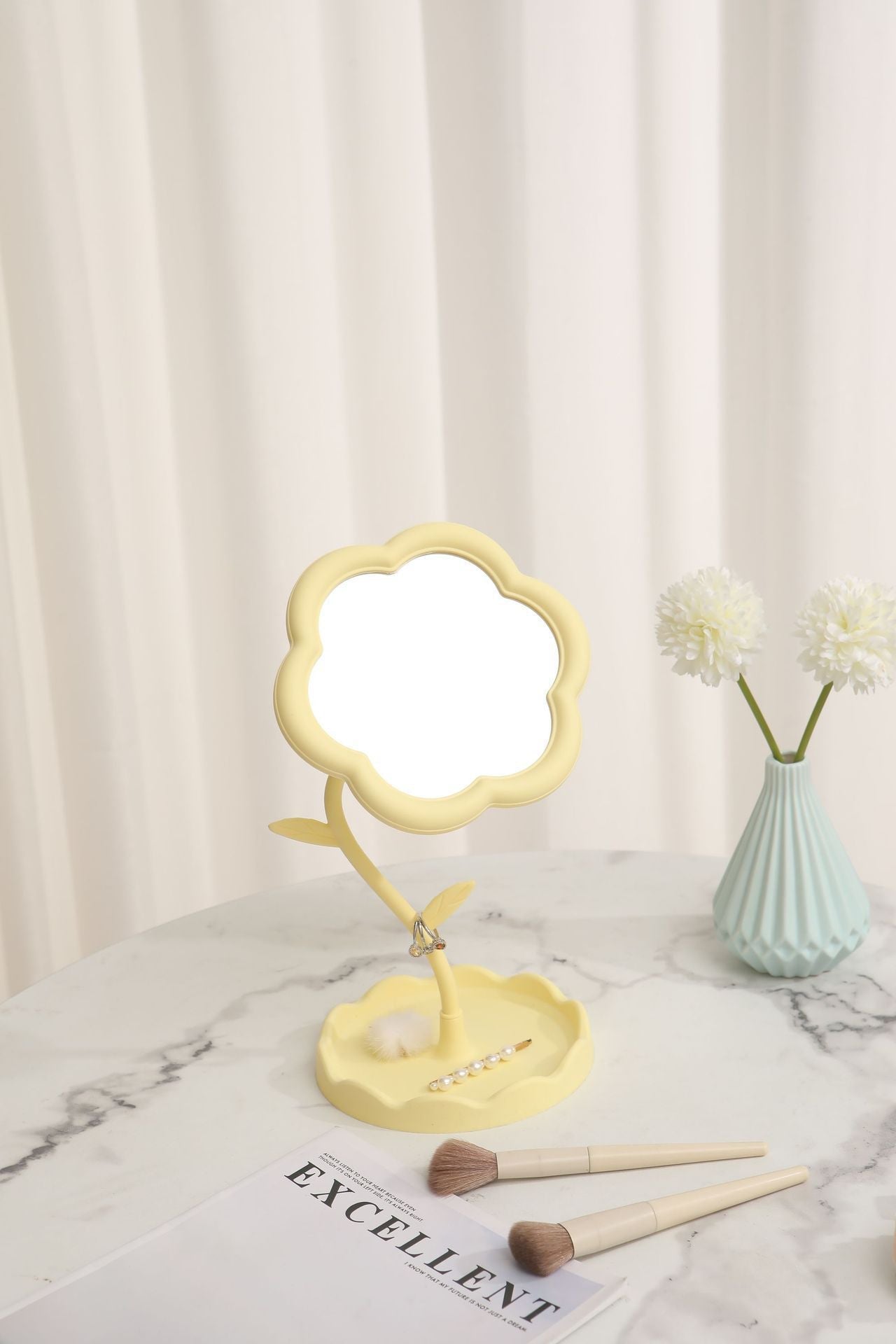 floral themed cosmetic mirror