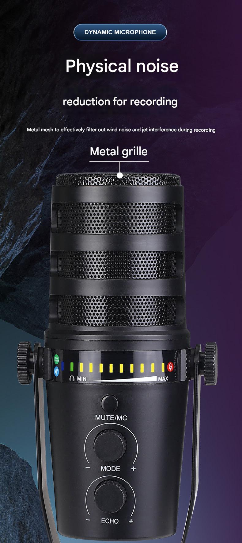 angle view of dynamic microphone with adjustable arm