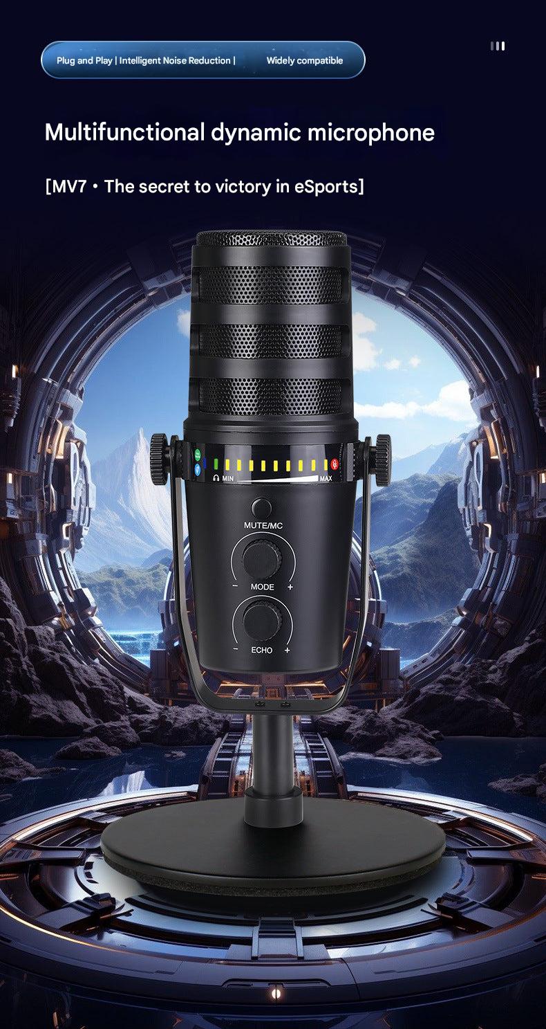 product showcase of professional microphone in black