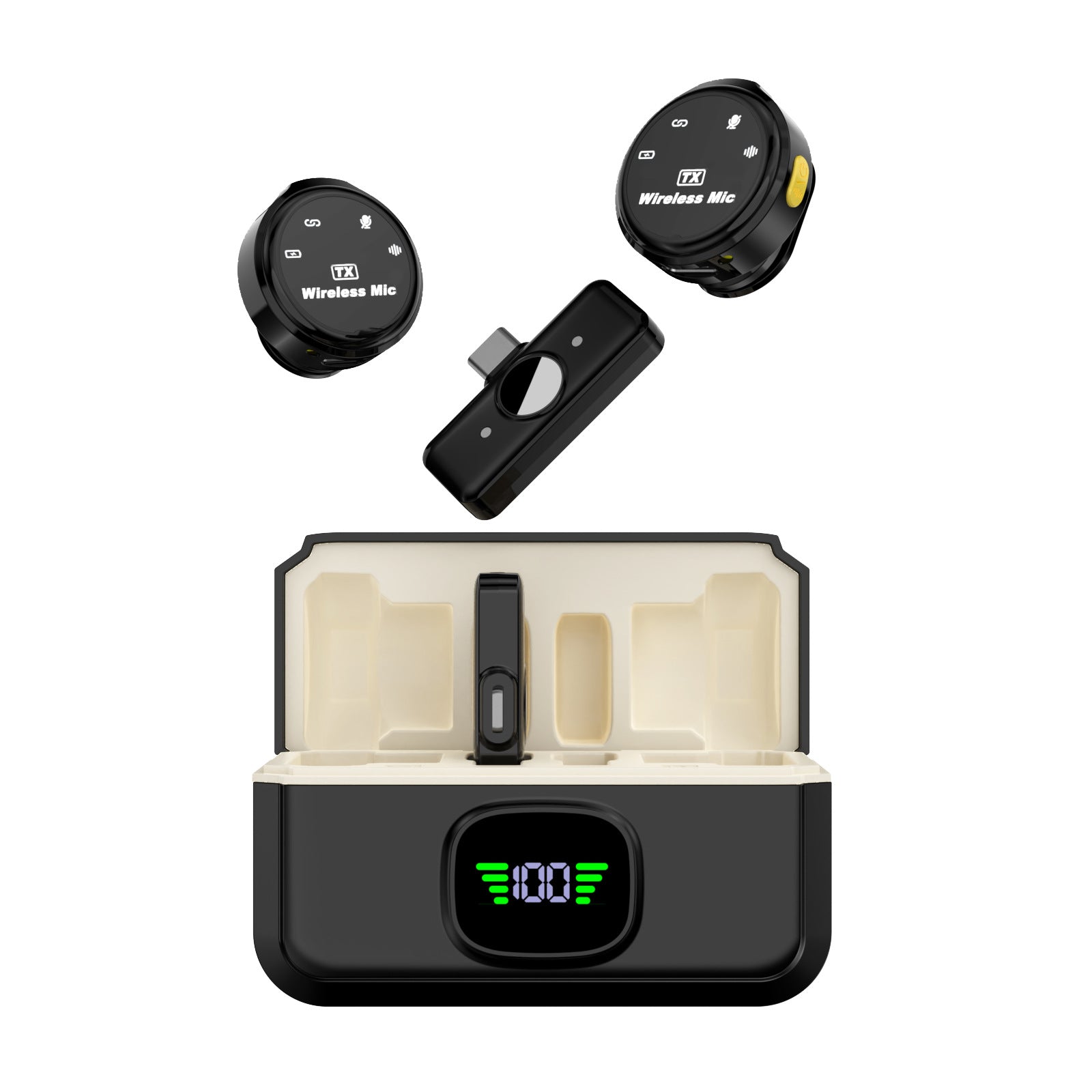 Wireless Clip-On Microphone Q8 against a white background