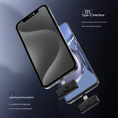 Wireless Clip-On Microphone Q8 in a charging case