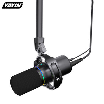 microphone on adjustable arm with computer setup