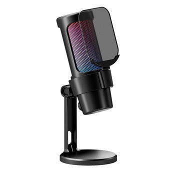 audio recording microphone in action