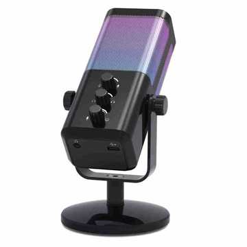 microphone on adjustable arm with computer setup