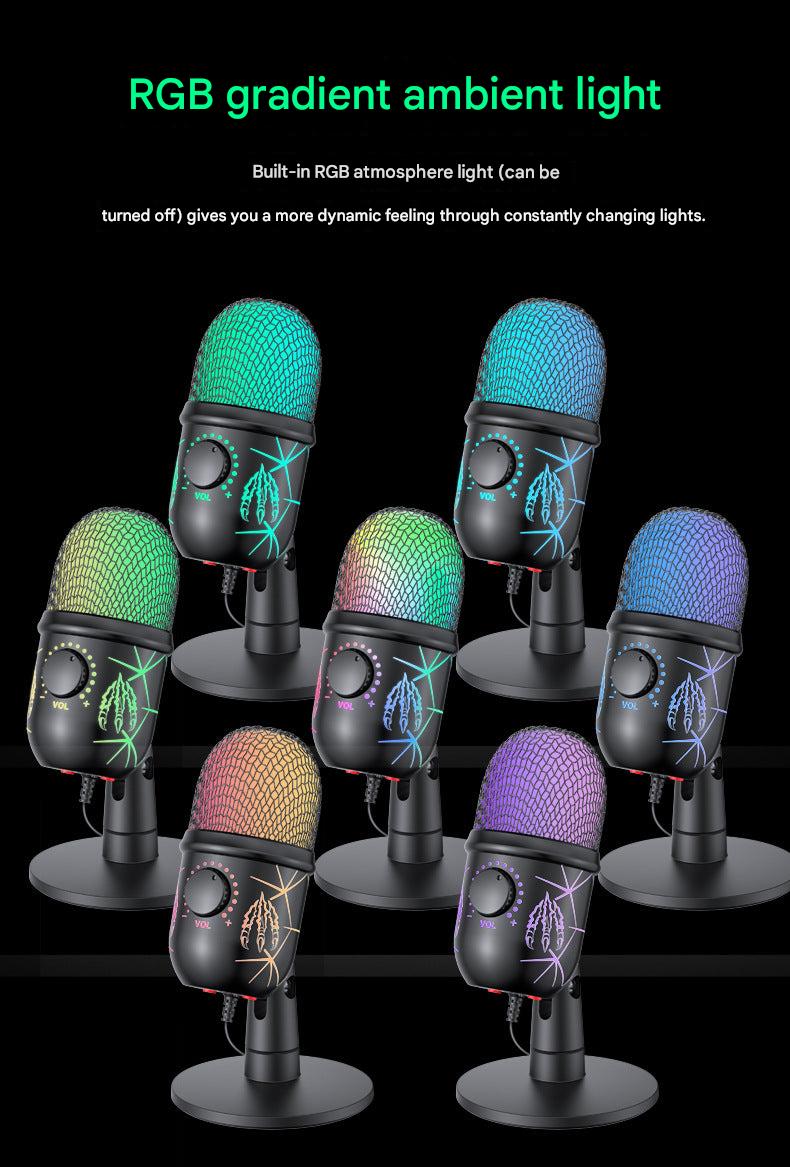 Close-up of V5 microphone RGB lighting