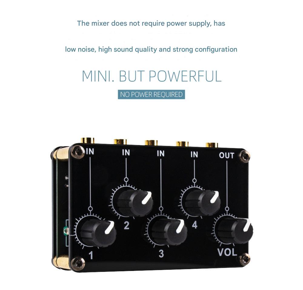 Mixer with cables connected for audio input