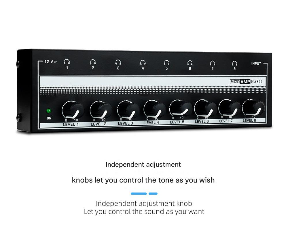 Front view of HA800 8-channel headphone amplifier