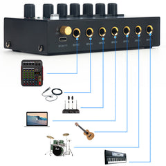 Low-noise audio mixer in a studio setting