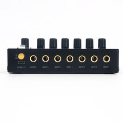 Close-up of audio control knobs