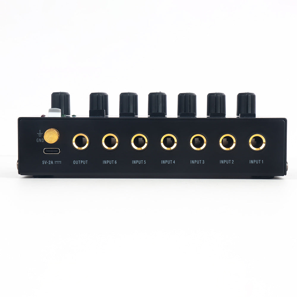 Close-up of audio control knobs