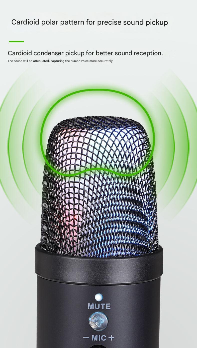 USB microphone with heart-shaped pickup pattern