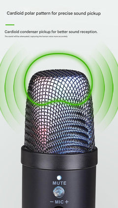 USB microphone with heart-shaped pickup pattern