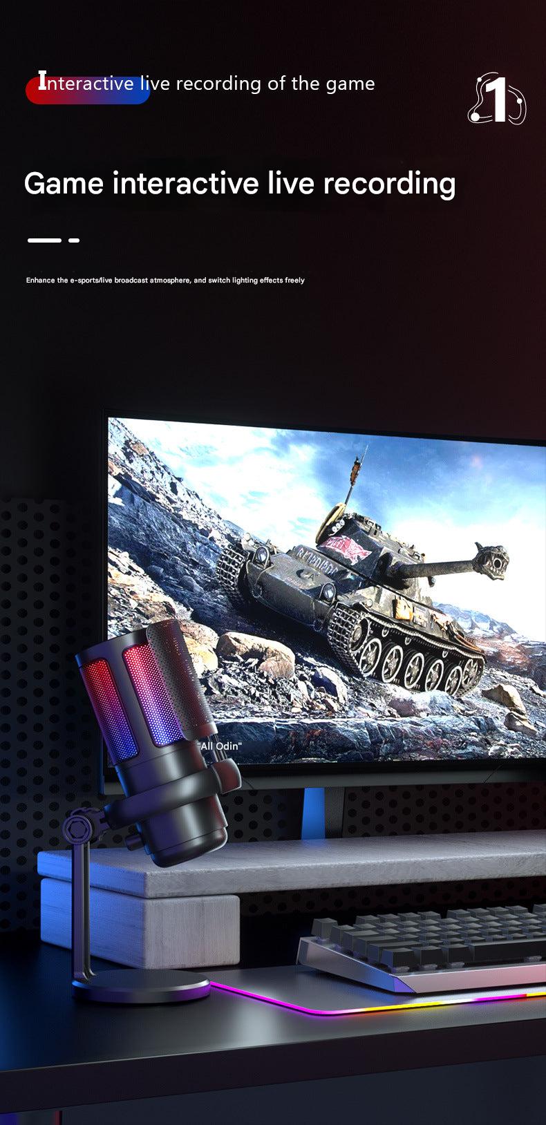 Stylish RGB Microphone on Desk