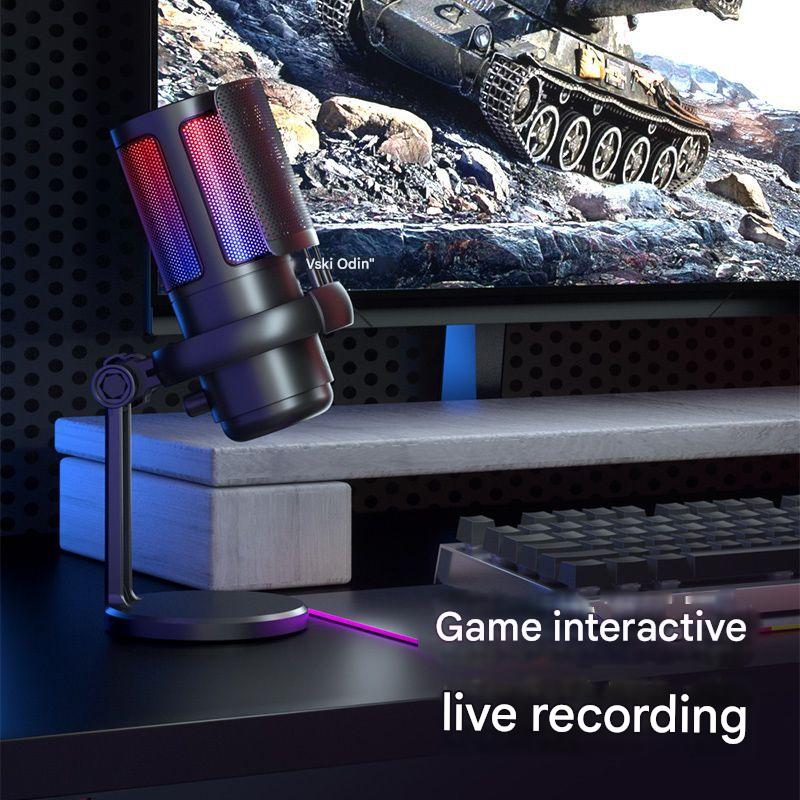 Stylish RGB Microphone on Desk