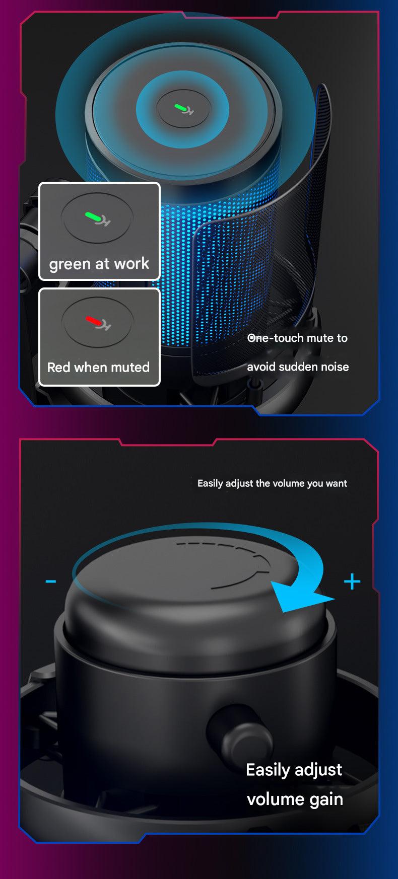 Stylish RGB Microphone on Desk