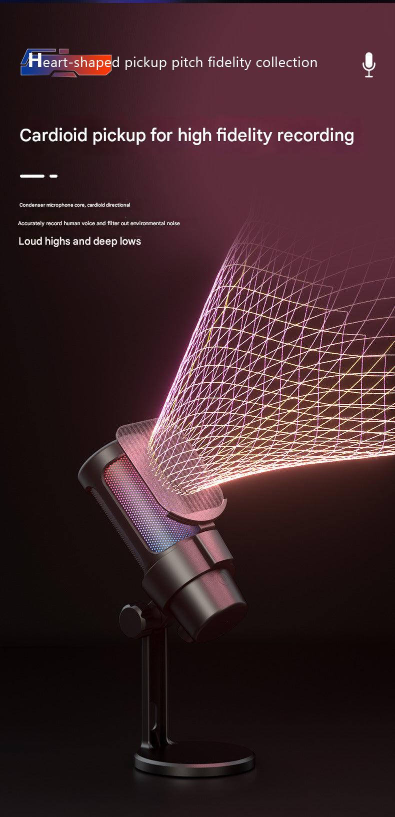 USB Live Streaming Microphone with Colourful Lights image 1