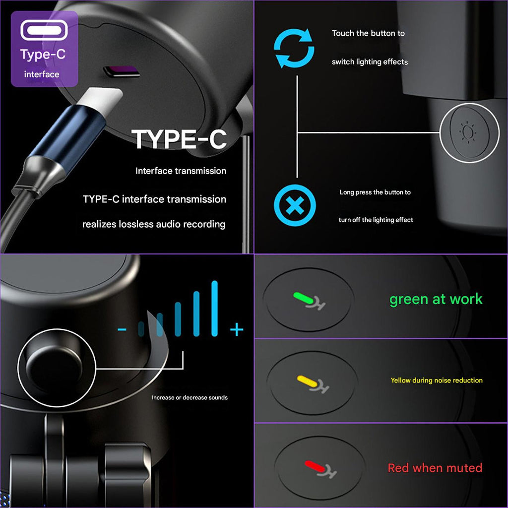 USB Live Streaming Microphone with Colourful Lights image 4