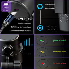 USB Live Streaming Microphone with Colourful Lights image 4