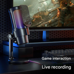 USB Live Streaming Microphone with Colourful Lights image 3