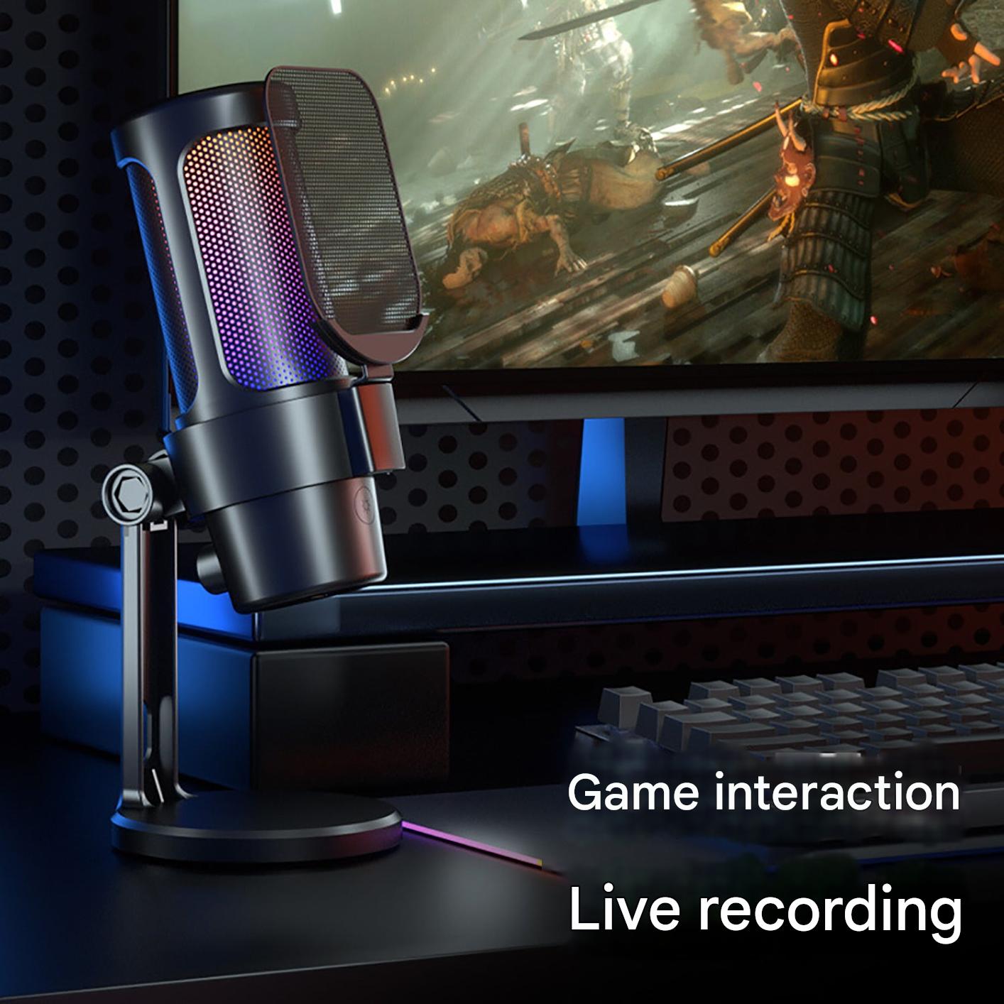 USB Live Streaming Microphone with Colourful Lights image 3