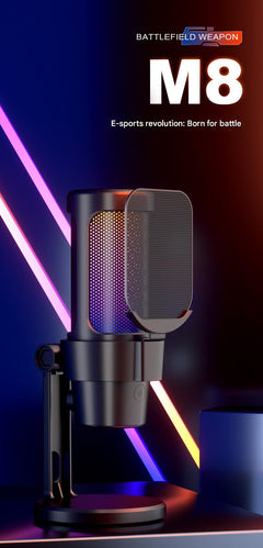 USB Live Streaming Microphone with Colourful Lights image 7