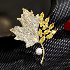 Golden Maple Leaf Brooch at a Wedding