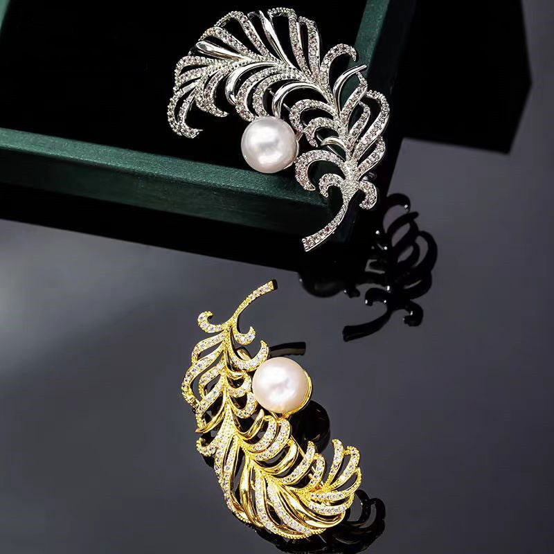 Fashion Brooch with Floral and Geometric Designs
