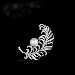 Stylish Feather Brooch on Fashionable Clothing
