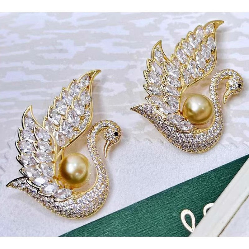 Swan design brooch isolated on white image 3