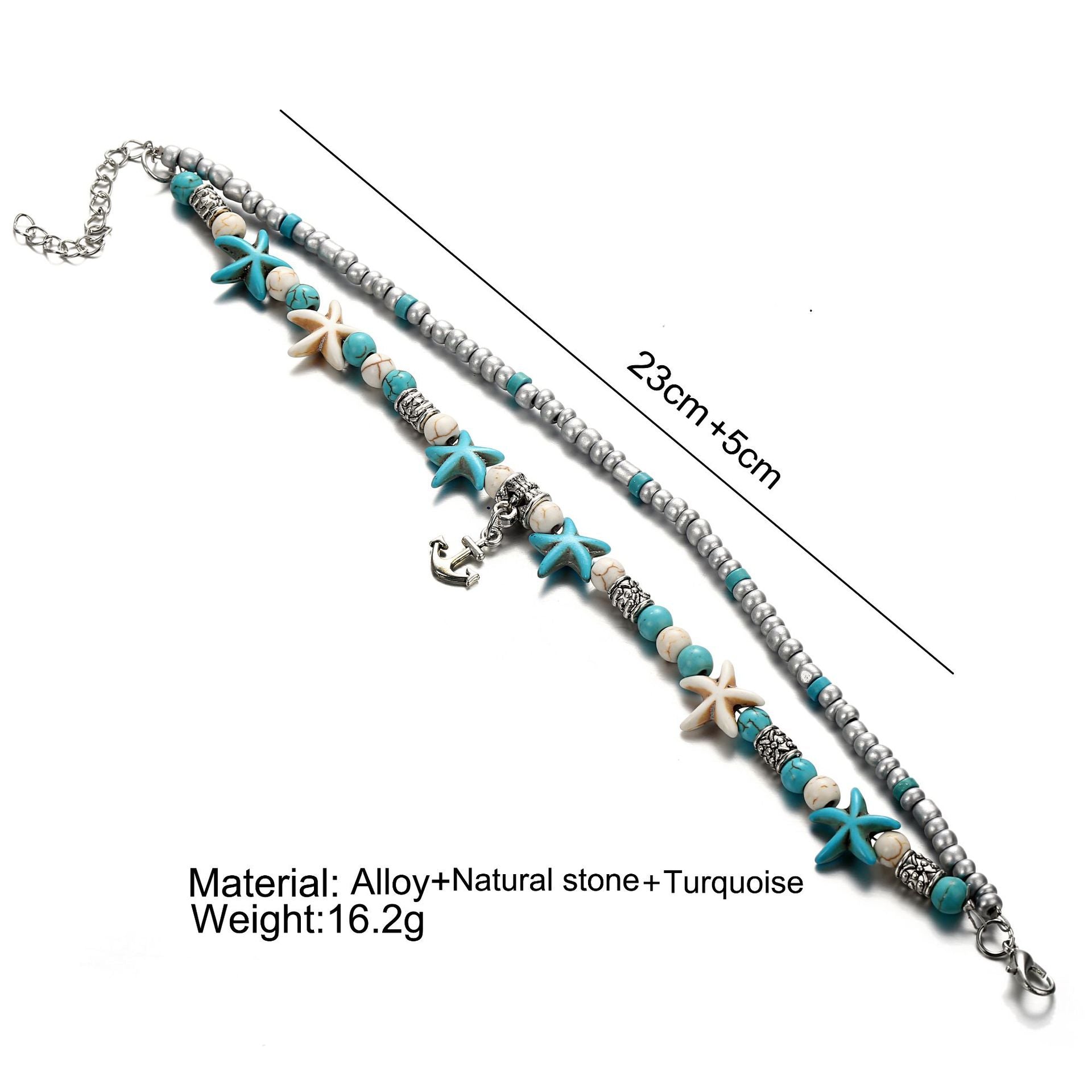 Ocean-Inspired Double Layer Anklet - Shells and Stars