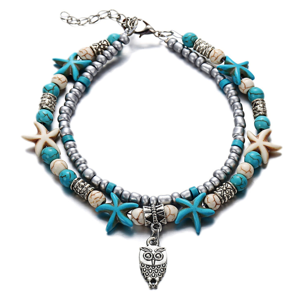 Double Layered Anklet featuring Turtle Charms